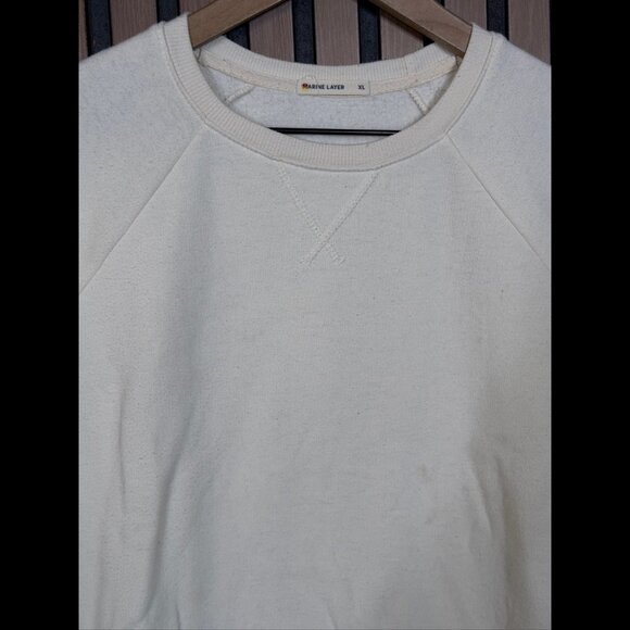 Marine Layer Sweater XL Adults White Pullover Fleece Crewneck Multi Stripe - Picture 6 of 10